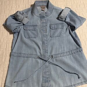 Chico's Light Blue Denim Button-Front Shirt Jacket